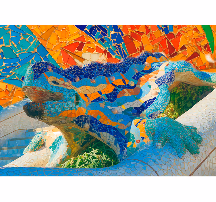 Toile fenêtre salon mural barcelone parc güell - TenStickers