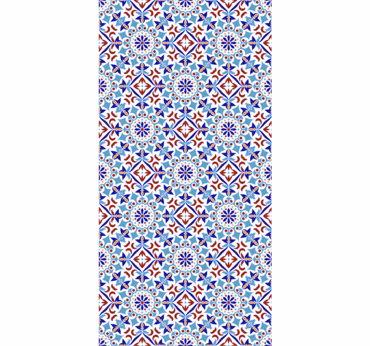 Toile fenêtre bleu motif céramique - TenStickers