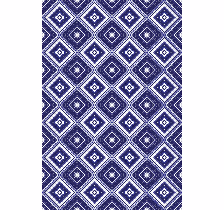 Toile fenêtre bleu motif losanges bleus - TenStickers