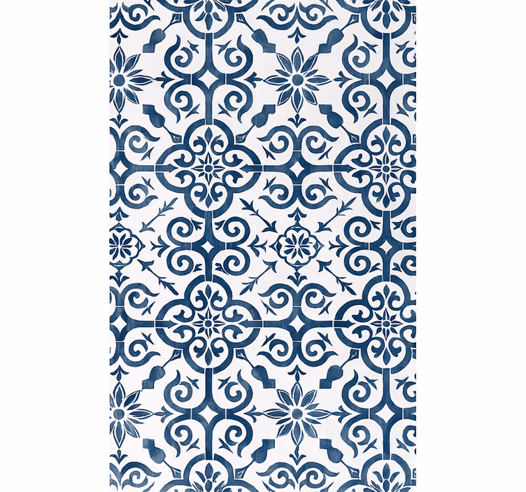 Toile fenêtre bleu carrelage marocain - TenStickers