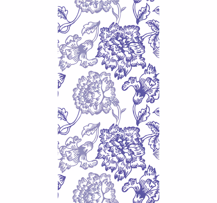 Toile fenêtre bleu motifs floraux élégants - TenStickers