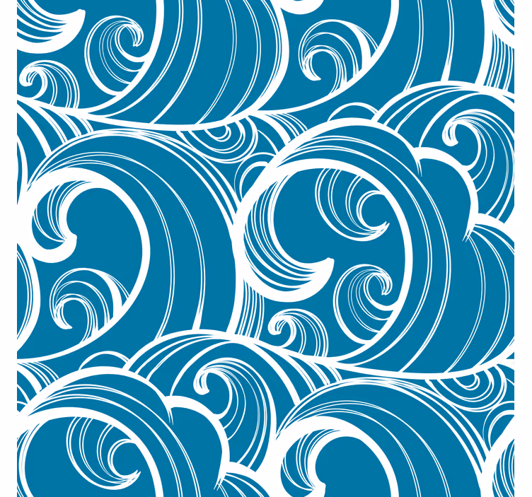 Toile fenêtre bleu motif ondulé bleu - TenStickers