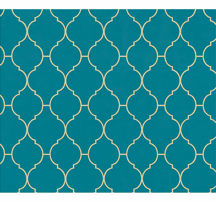 Toile fenêtre bleu motif or et turquoise - TenStickers