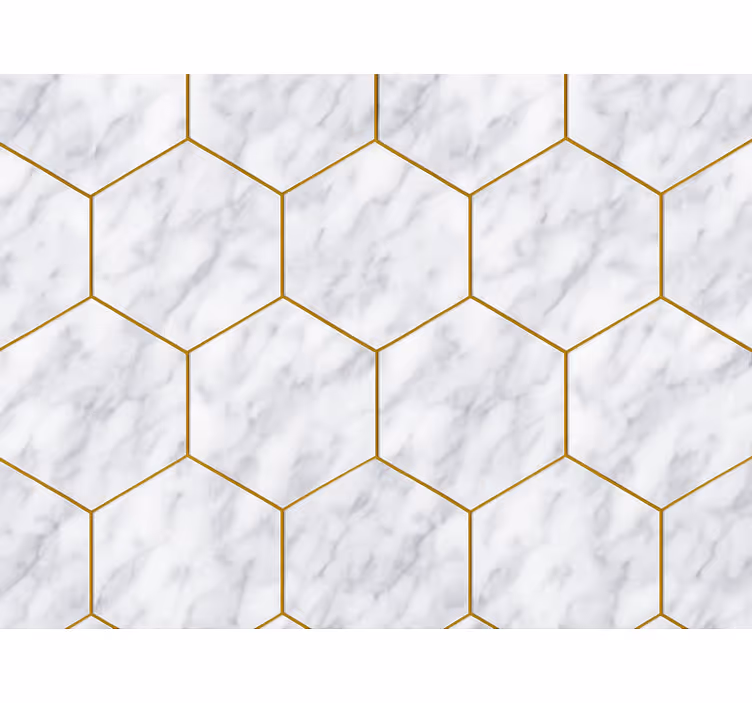 Toile fenêtre moderne carrelage marbre hexagonal - TenStickers