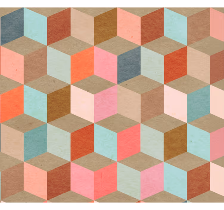 Toile fenêtre moderne motif géométrique pastel kraft - TenStickers