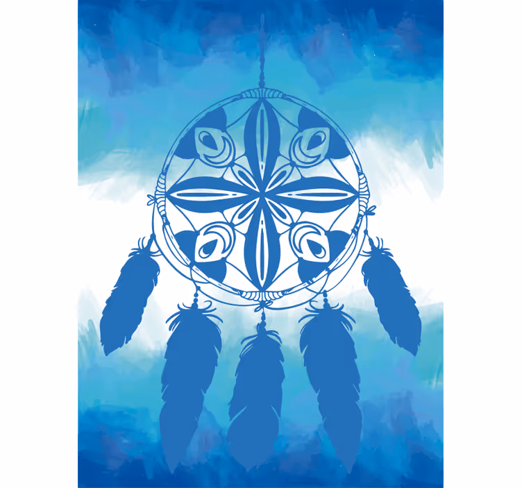 Toile fenêtre bleu rêves ornementaux - TenStickers