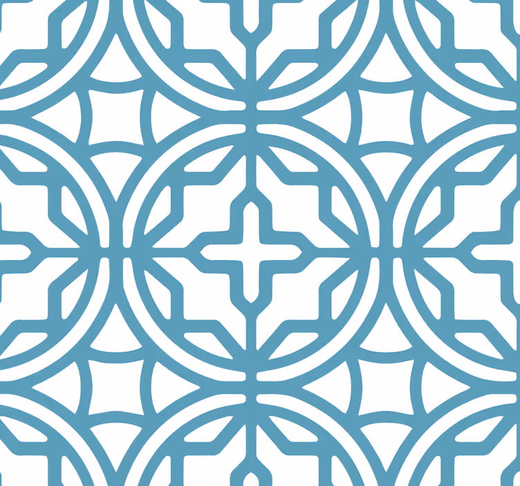 Toile fenêtre bleu motif géométrique turquoise - TenStickers
