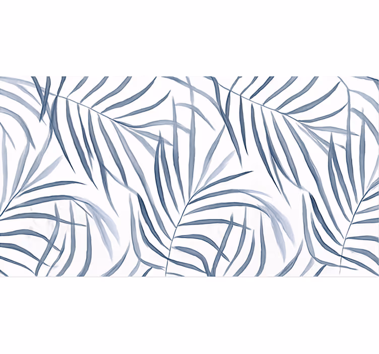 Toile fenêtre bleu design de feuilles fines - TenStickers