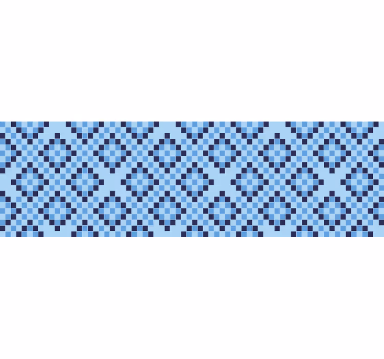Toile fenêtre bleu motif pixel géométrique bleu - TenStickers