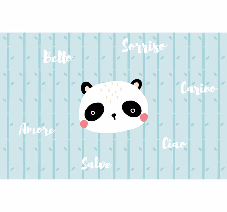 Toile fenêtre bleu panda dans les nuages - TenStickers
