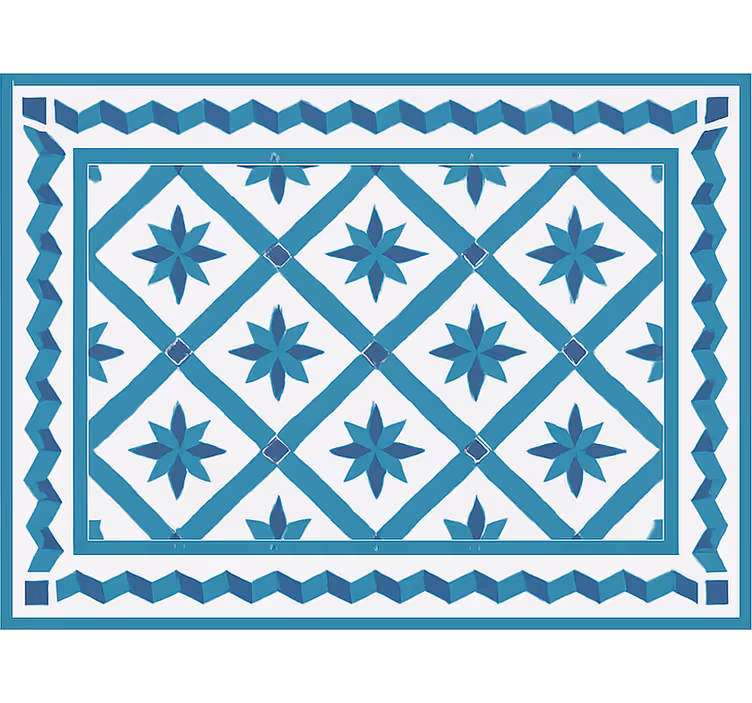 Toile fenêtre bleu carreaux étoile géométriques - TenStickers