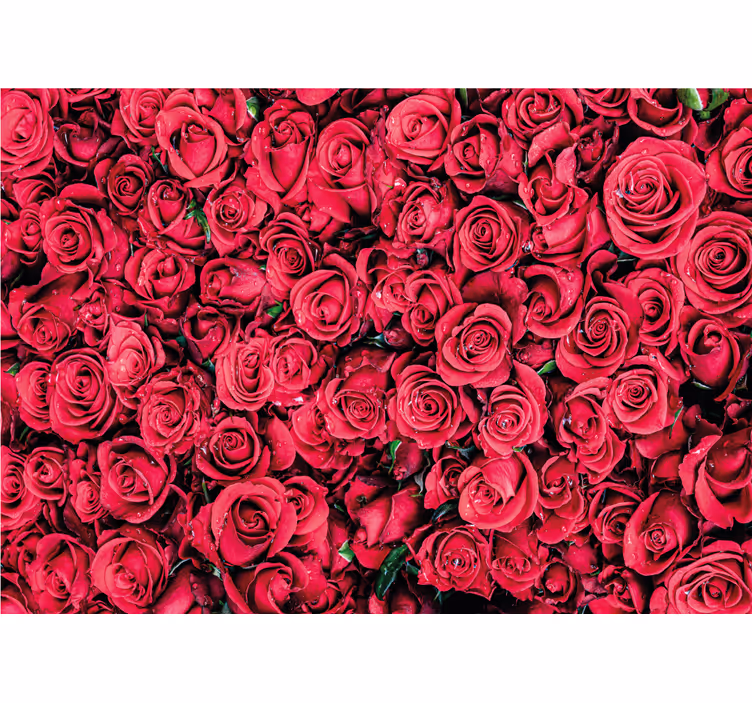 Toile fenêtre salon fleurs rouges sur fond texturé - TenStickers