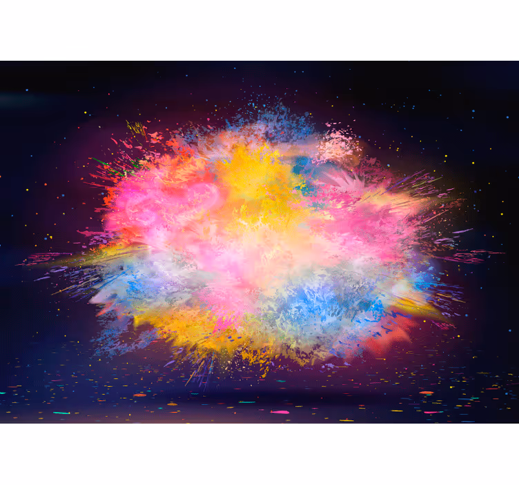 Toile fenêtre salon explosion colorée arc-en-ciel - TenStickers