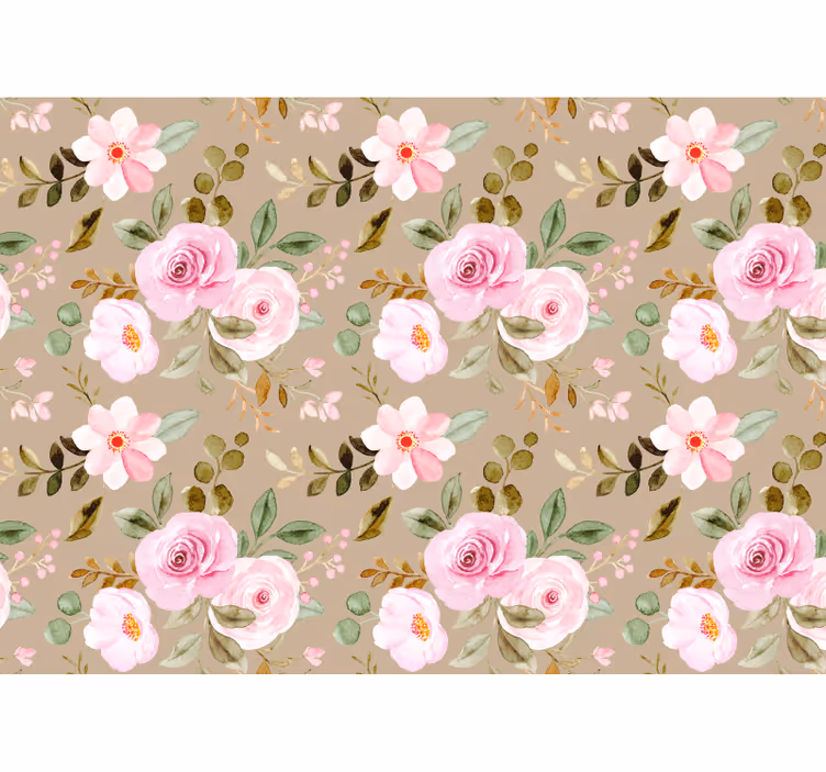 Toile fenêtre salon roses beige vintage texture - TenStickers