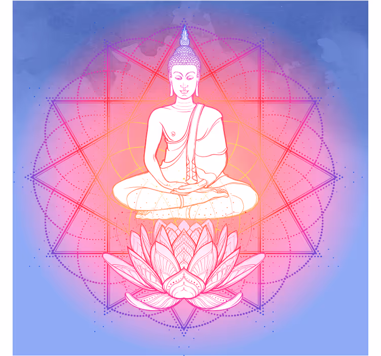 Toile fenêtre salon mandala bouddha en méditation - TenStickers