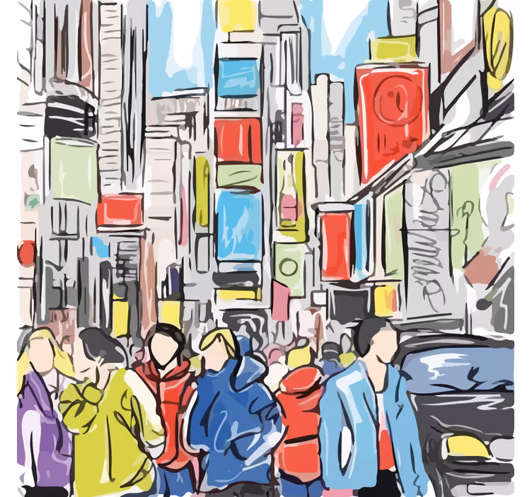 Toile fenêtre salon personnages modernes de new york - TenStickers