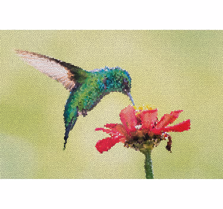 Toile fenêtre salon mosaïque d'oiseaux colorés - TenStickers