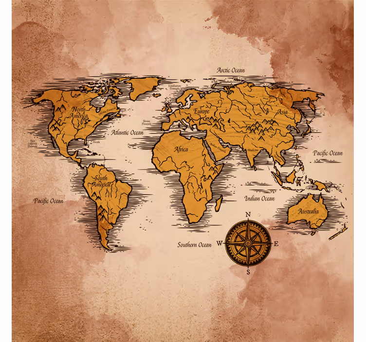 Toile fenêtre salon carte du monde artistique - TenStickers