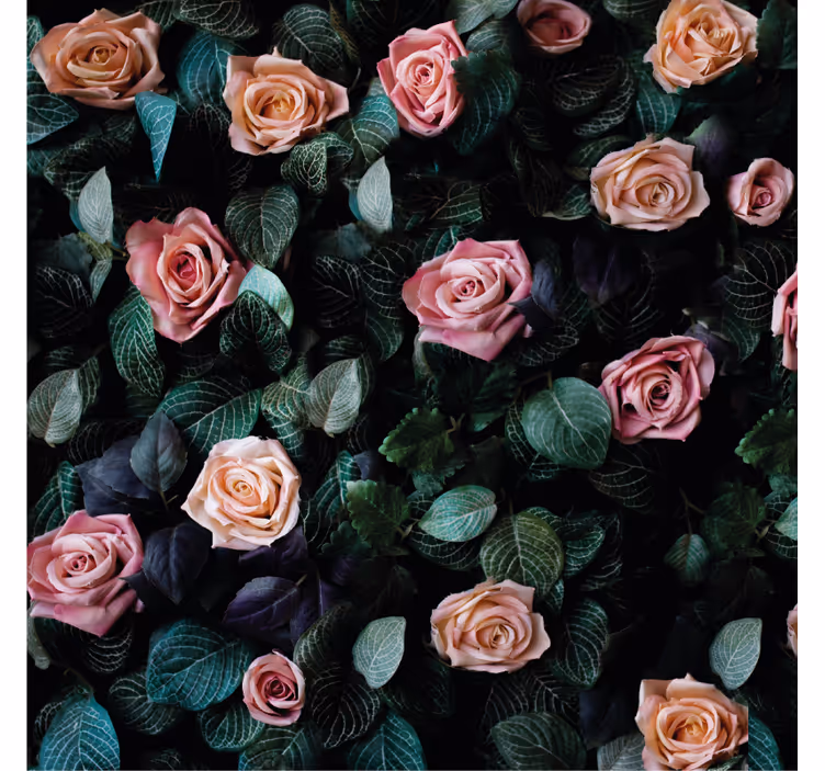 Toile fenêtre salon fleurs de roses rouges - TenStickers