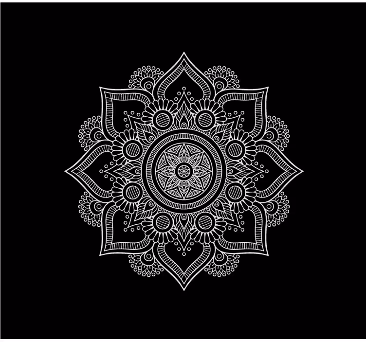 Toile fenêtre salon mandala noir et blanc - TenStickers