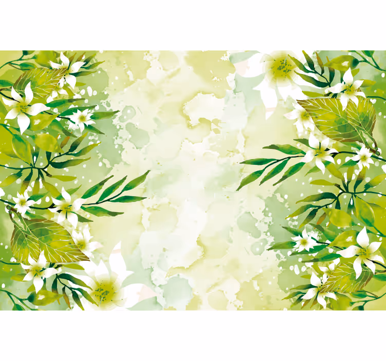 Toile fenêtre vert motifs floraux verts - TenStickers