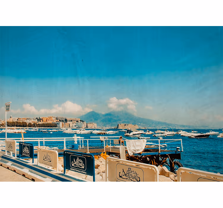 Toile fenêtre salon paysage de naples et vésuve - TenStickers