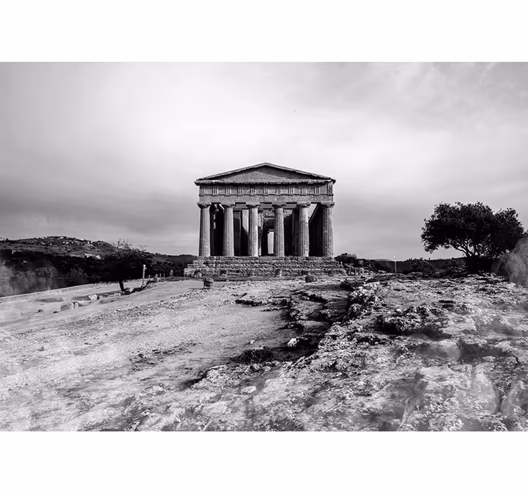 Toile fenêtre salon vallée des temples sicile - TenStickers