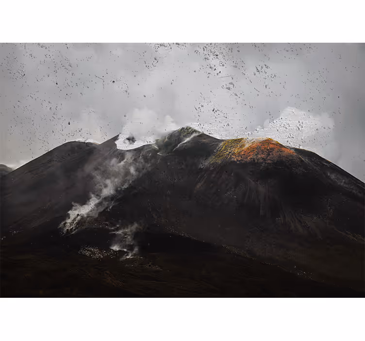 Toile fenêtre salon paysage brumeux de l'etna - TenStickers