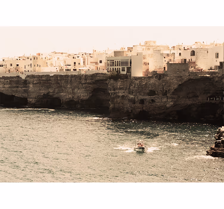 Toile fenêtre salon paysage marin de polignano - TenStickers