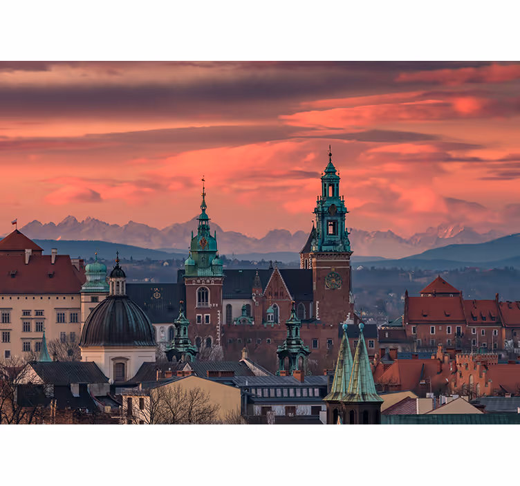Toile fenêtre salon vue sur cracovie et tatras - TenStickers