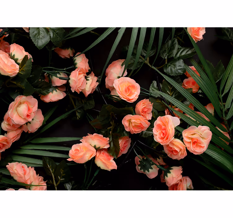 Toile fenêtre salon fleurs avec palmiers - TenStickers