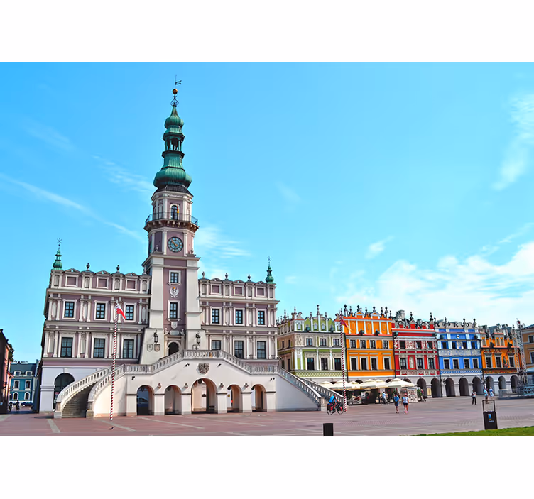 Toile fenêtre salon ville de zamość - TenStickers