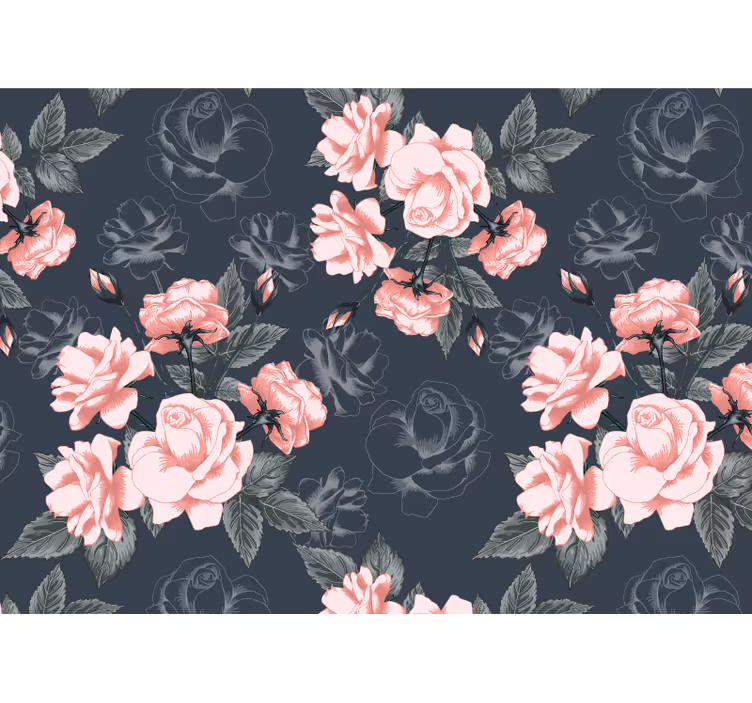 Toile fenêtre salon roses blanches et roses vintage - TenStickers
