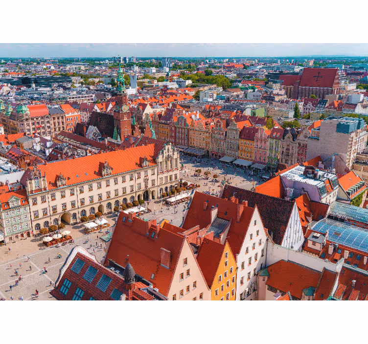 Toile fenêtre salon panorama de wrocław - TenStickers