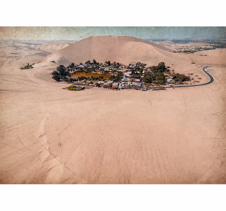 Toile fenêtre salon oasis de huacachina - TenStickers
