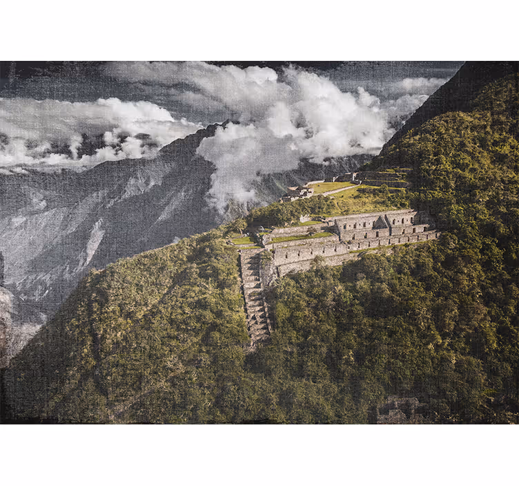 Toile fenêtre salon vue aérienne de choquequirao - TenStickers