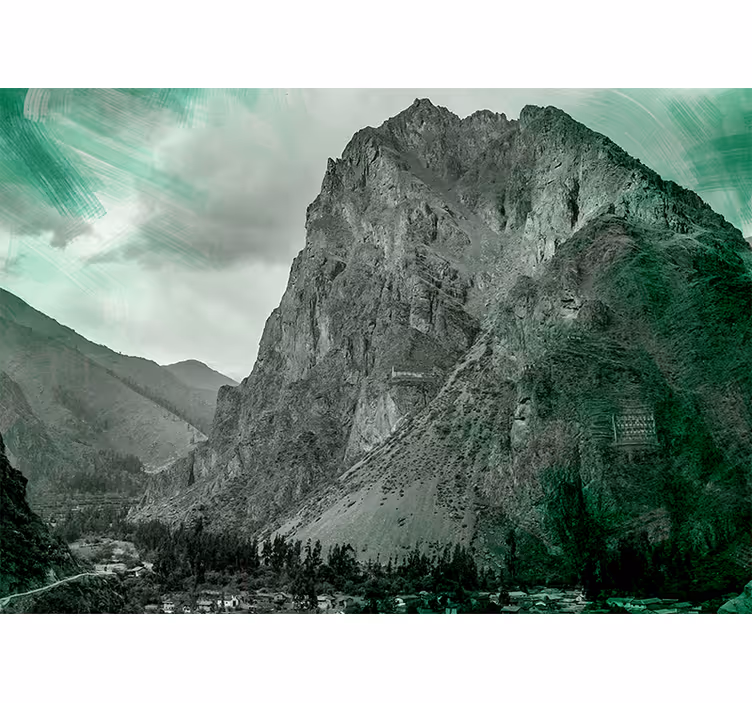 Toile fenêtre salon paysage d'ollantaytambo - TenStickers