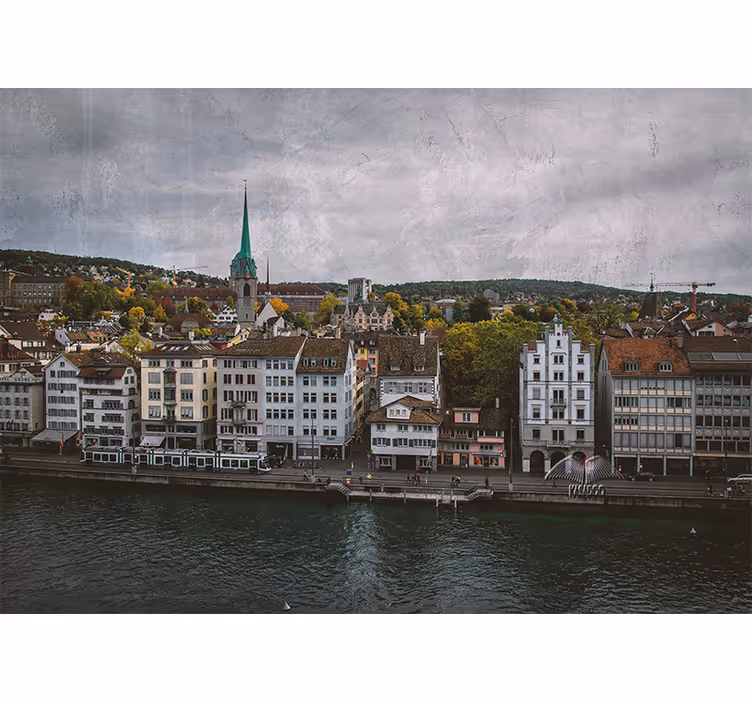 Toile fenêtre salon maisons de zürich au lac - TenStickers