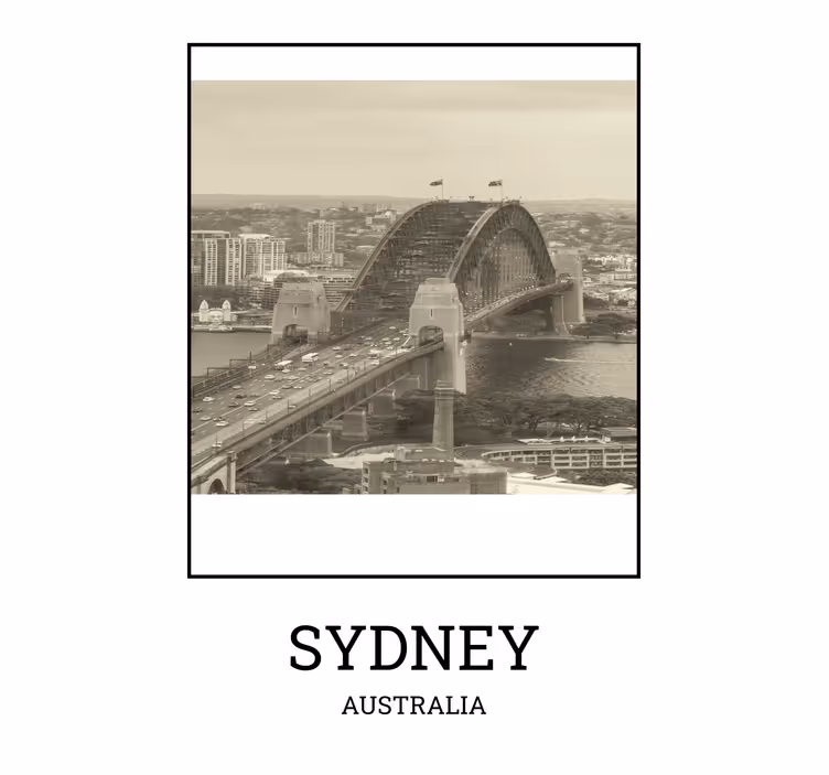 Toile fenêtre salon sydney noir et blanc - TenStickers