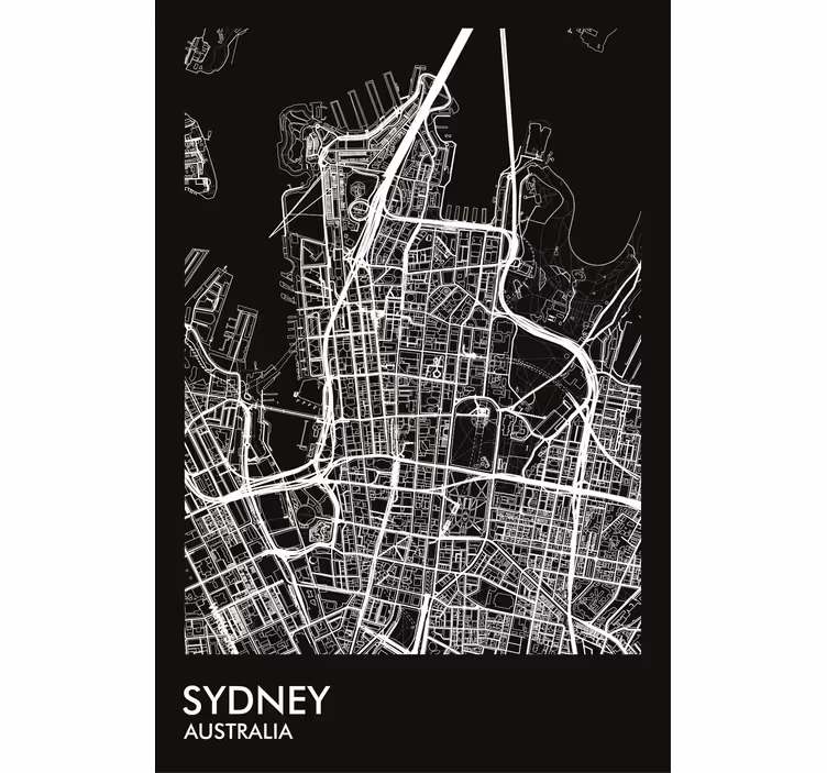 Toile fenêtre salon carte de sydney - TenStickers