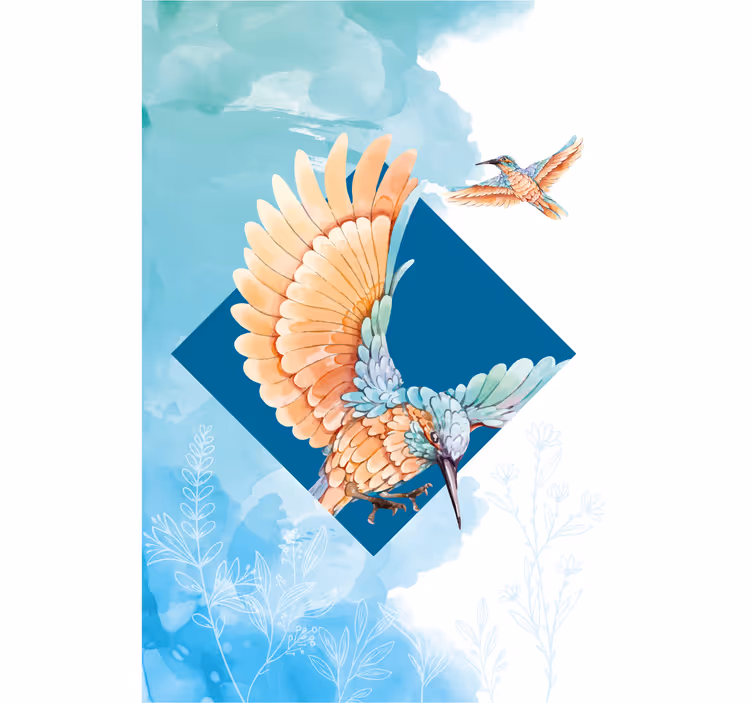 Toile fenêtre salon oiseaux martin-pêcheur - TenStickers