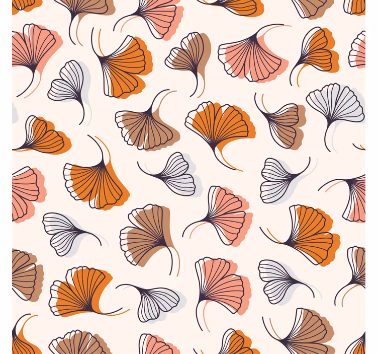 Toile fenêtre salon feuilles de ginkgo dessinées à la main - TenStickers