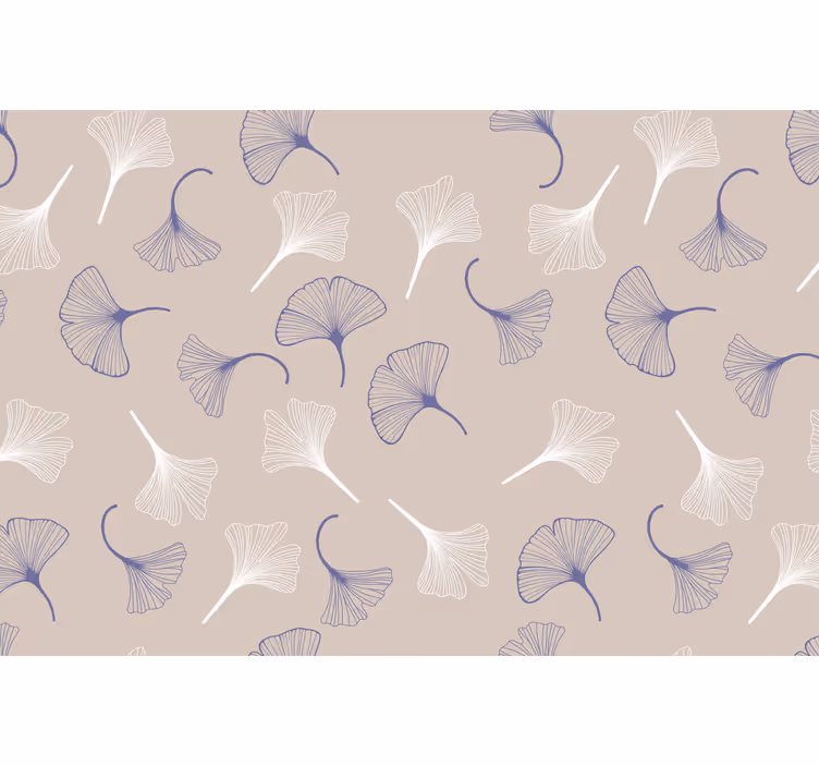 Toile fenêtre salon feuilles de ginkgo crème - TenStickers