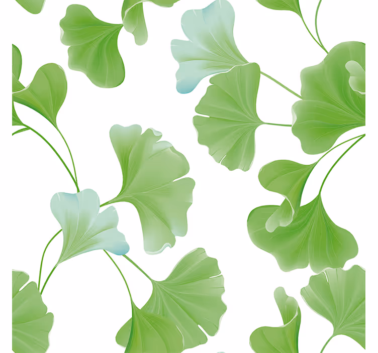 Toile fenêtre salon feuilles de ginkgo vertes - TenStickers