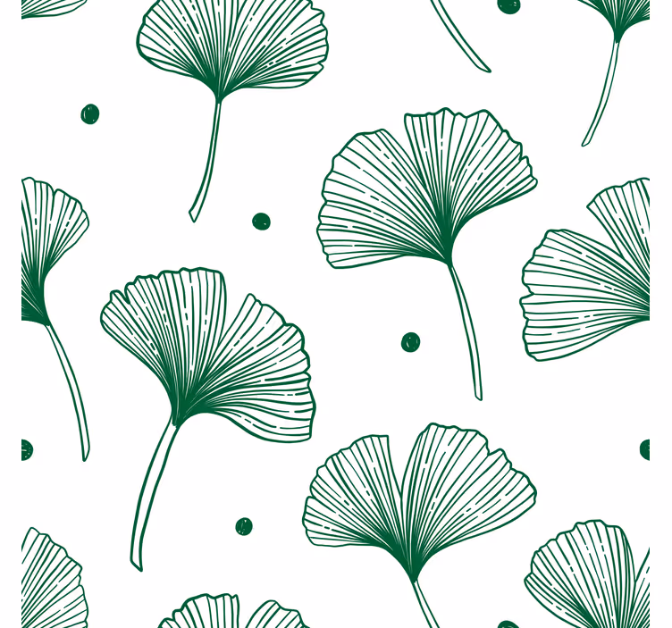 Toile fenêtre salon feuilles vertes de ginkgo - TenStickers