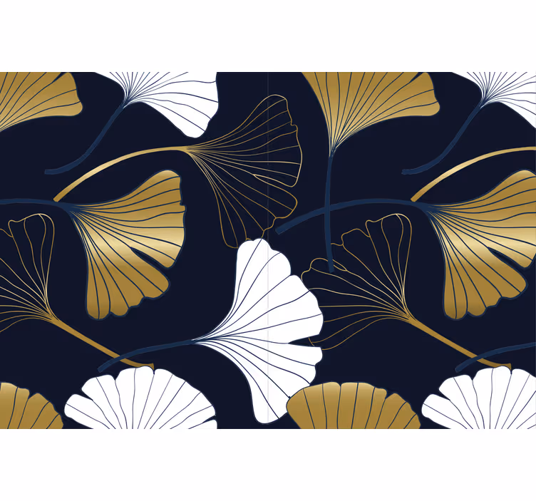 Toile fenêtre salon feuilles de ginkgo en relief - TenStickers