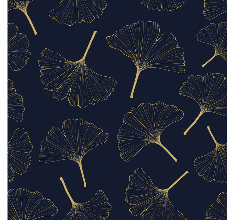 Toile fenêtre salon feuilles de ginkgo 3d dorées - TenStickers