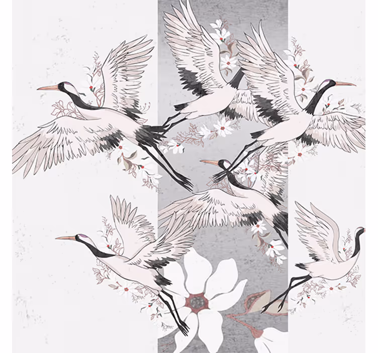 Toile fenêtre salon oiseaux orientaux artistiques - TenStickers