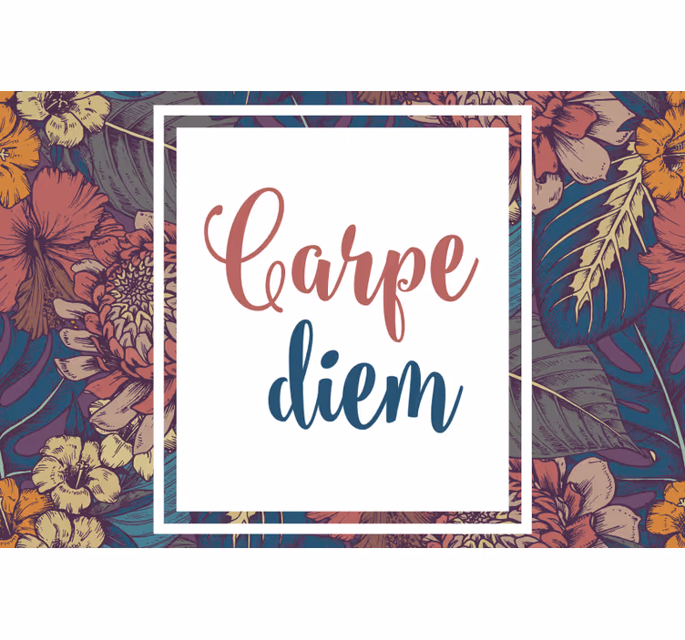 Toile fenêtre salon motif carré coloré carpe diem - TenStickers