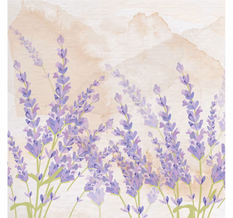 Toile fenêtre salon peinture aquarelle lavande - TenStickers